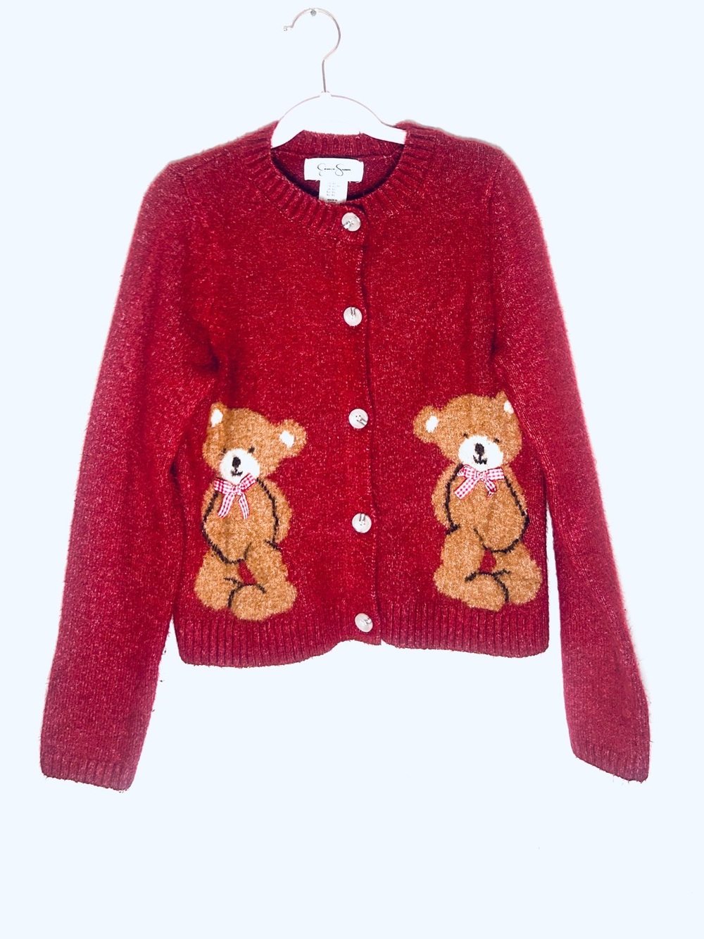 JESSICA SIMPSON Comfy Maroon Button-up Teddy Bear Cardigan XS